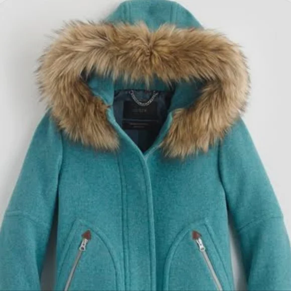 J. Crew Teal Stadium Cloth Coat Sz 2T Like S/M. - Picture 2 of 7